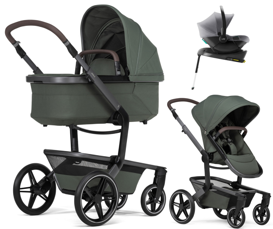 Детская коляска 4 в 1 Joolz Day 5 и автокресло Baby-Safe Core Frost Grey и база Baby-Safe Core без адаптеров Forest Green