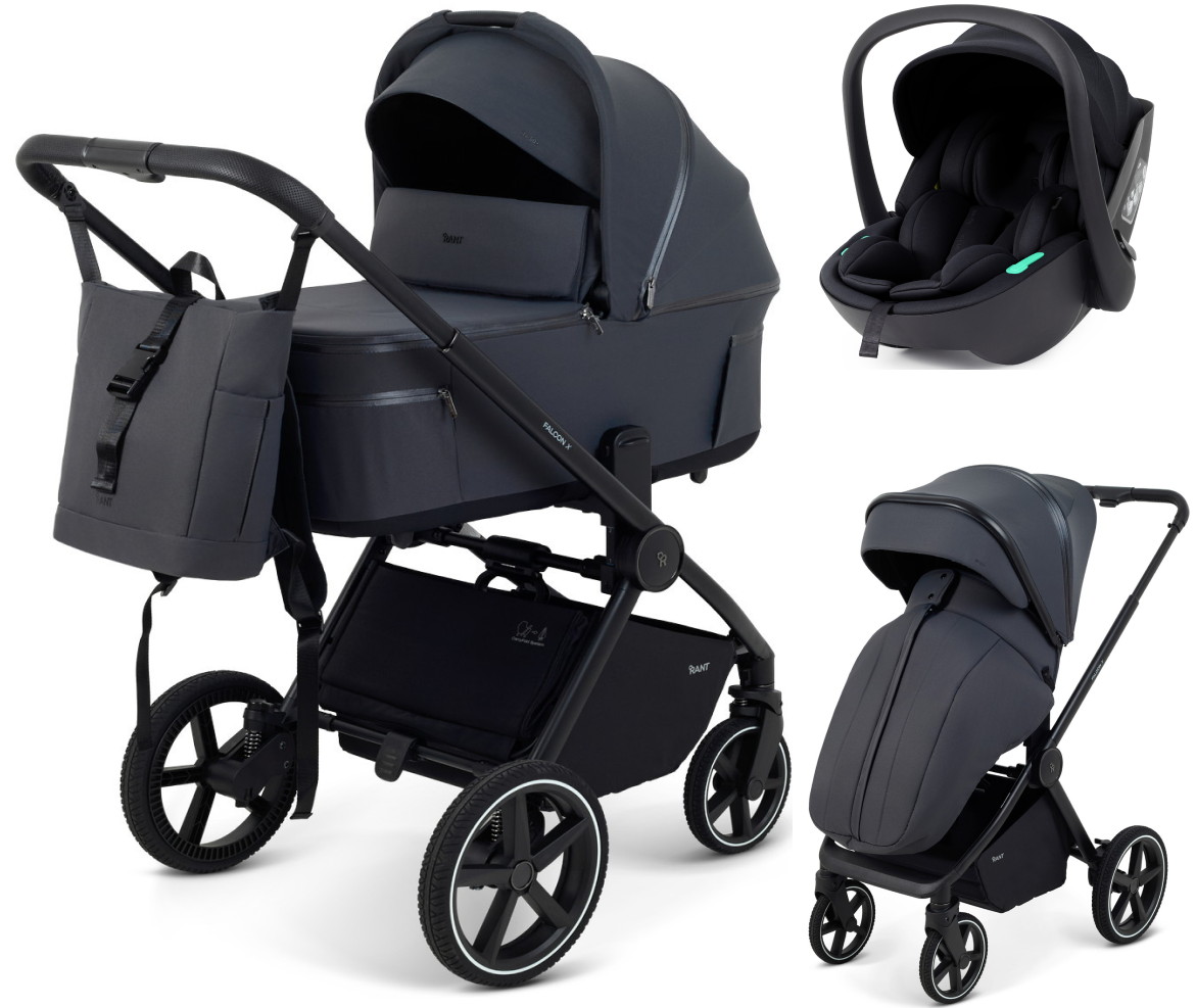 Детская коляска Rant Falcon X 3 в 1 RA126 с автокреслом Miro Black Graphite