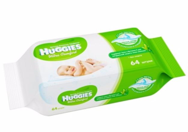 Салфетки влажные Huggies Ultra Comfort с алоэ 64 шт.