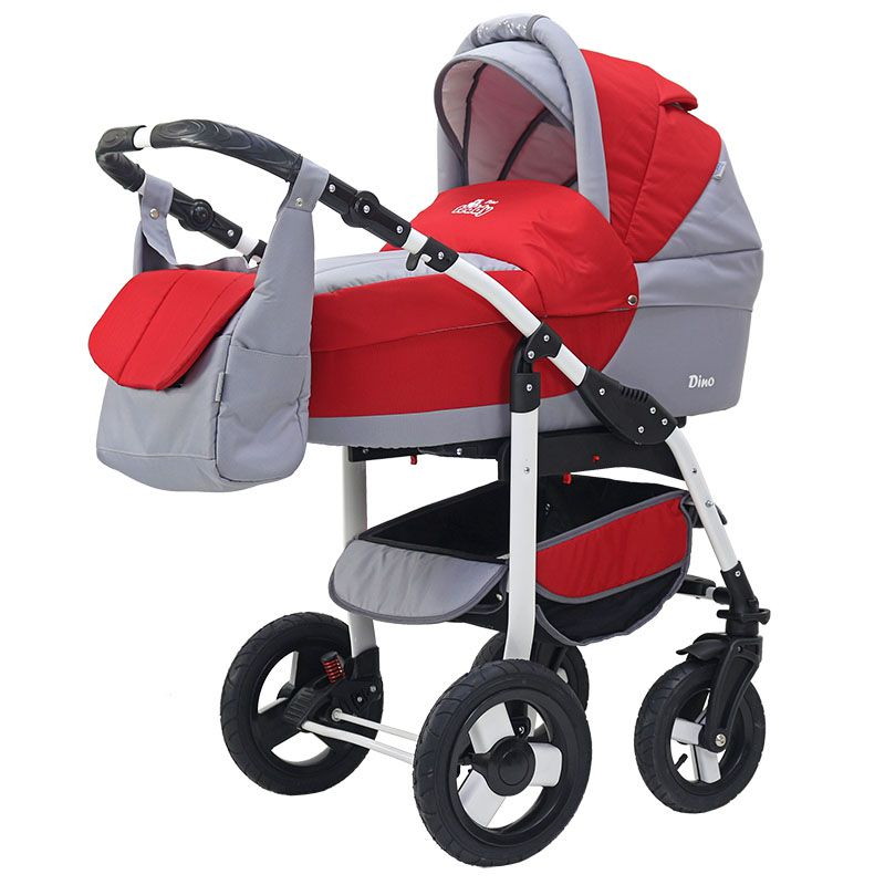 Детская коляска Teddy (BartPlast) Dino 2 в 1 07 серый-красный