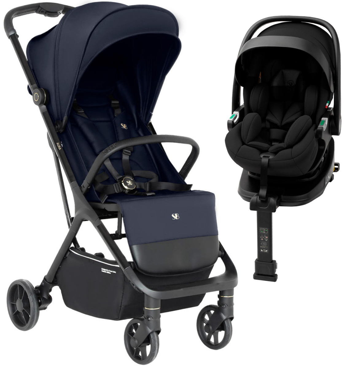 Прогулочная коляска Sweet Baby Aura + автокресло Premier Plus Black Dark Blue