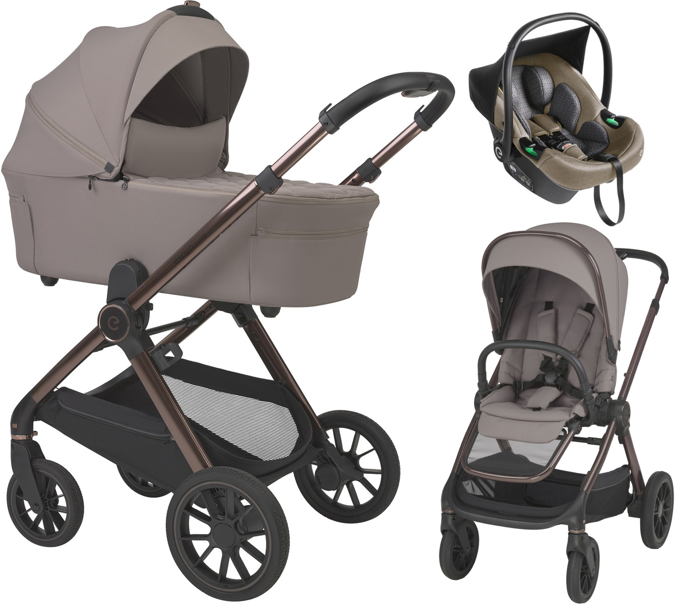 Детская коляска 3 в 1 Espiro Code 2026 и автокресло Pi Beige 109 unusually taupe
