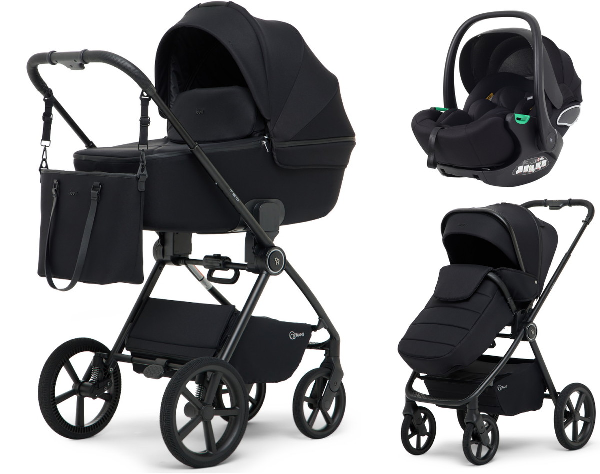 Детская коляска Rant Teo Soft 3 в 1 с автокреслом Evomax Black Black