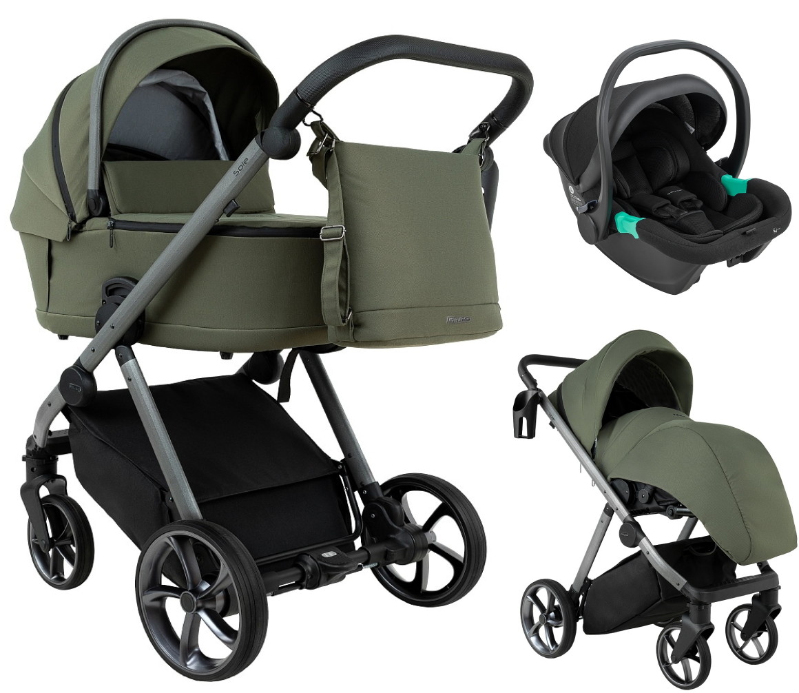 Детская коляска Pituso Sole 3 в 1 с автокреслом Santiso Pro Black PMPT/022 Field Green