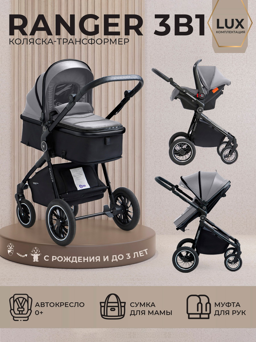 Коляска-трансформер 3 в 1 Sweet Baby Ranger Neo 427586 Neo Grey