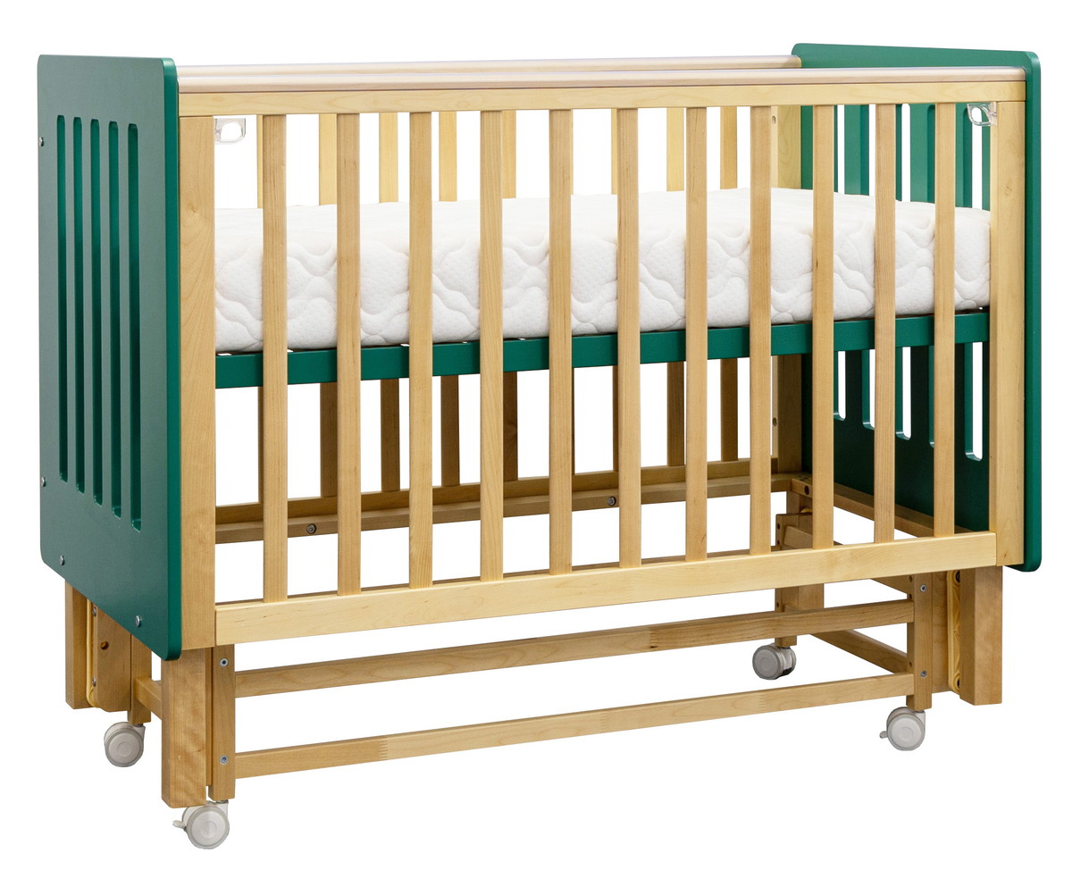 Кровать Antemi Mari 120х60 с маятником Ник 14 3/д Зеленый/дерево + НиК 15 д Дерево