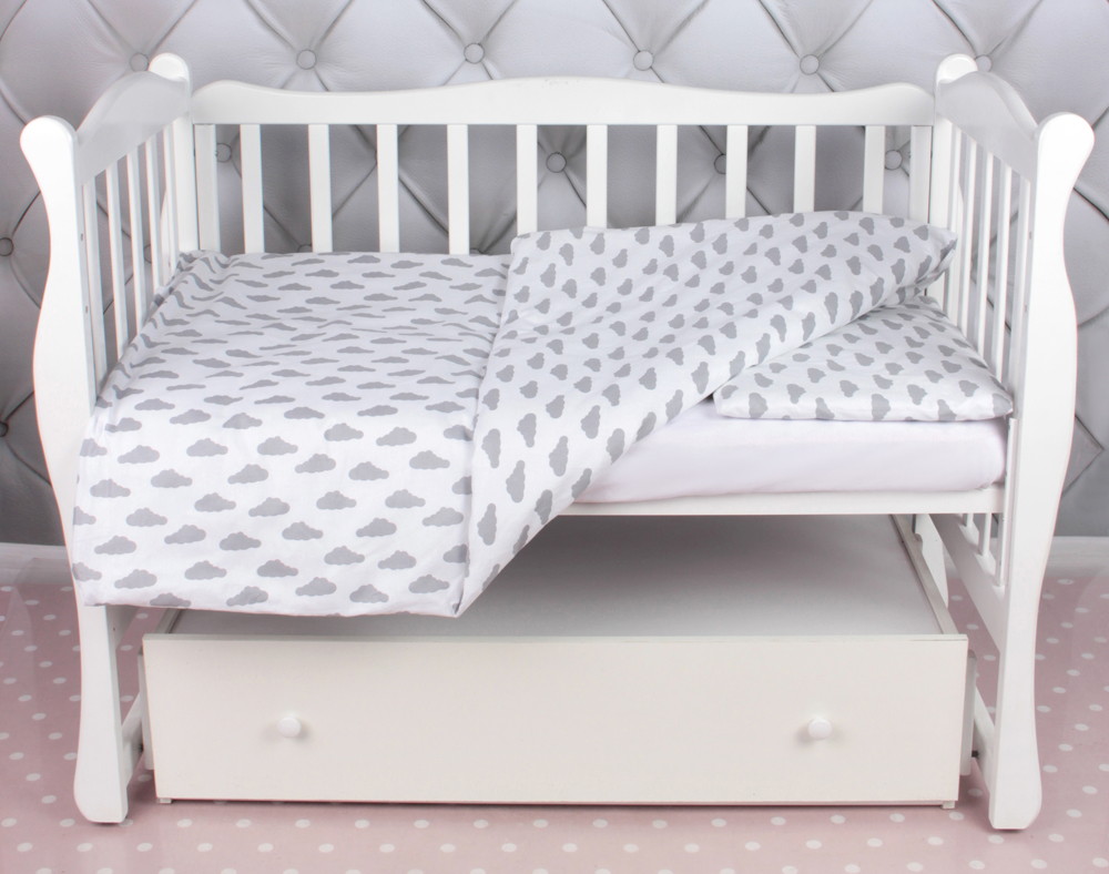 Комплект в кроватку AmaroBaby Baby Boom 3 предмета облака/серый