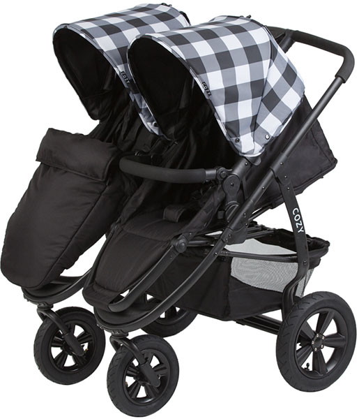 Прогулочная коляска Cozy Duo для двойни black/white check