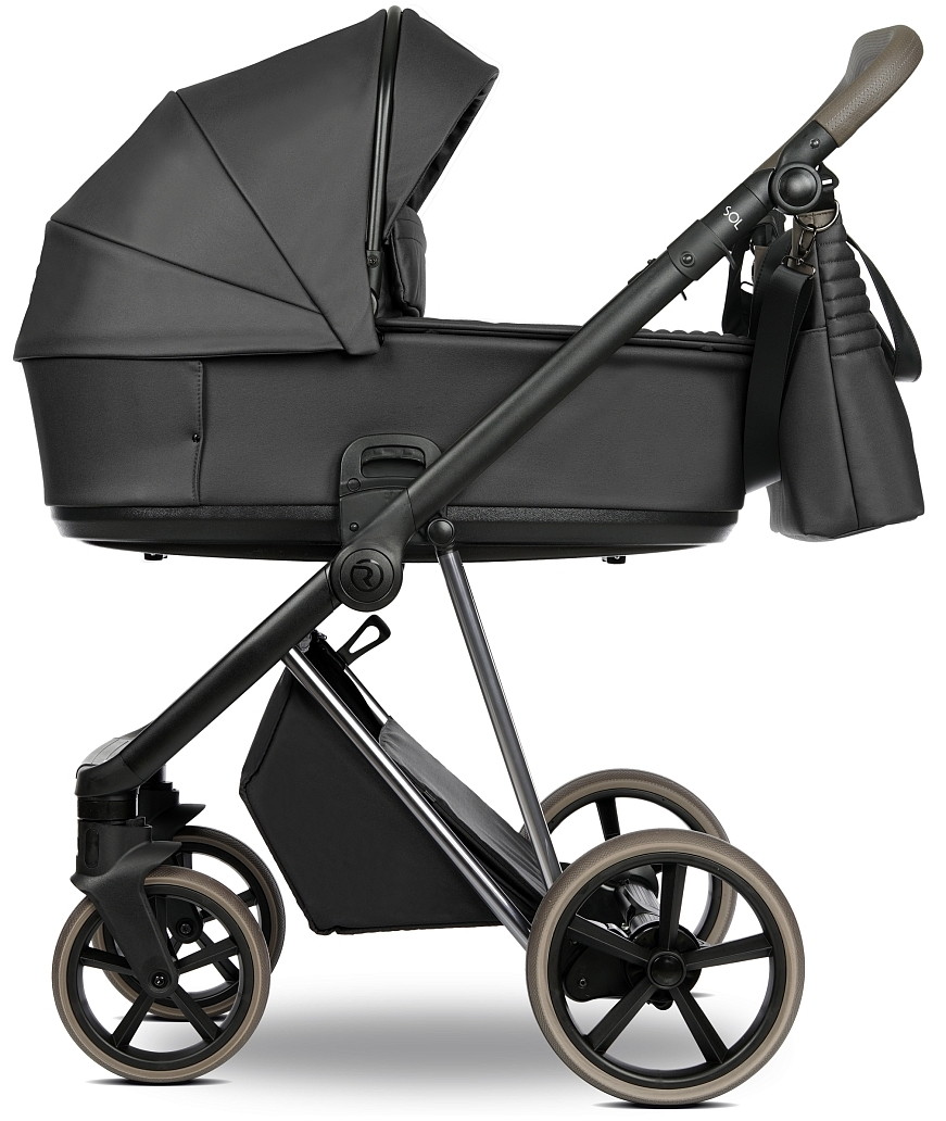 Детская коляска Roan Sol Vintage Luxury Leather 2 в 1 VEGA99DB Woodland Gray/Nickel/руч.Cappuccino