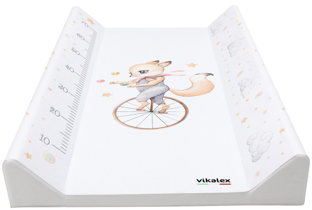 Пеленальная доска №3 Vikalex Облачный Цирк с ростомером 79х45х10 см лисичка