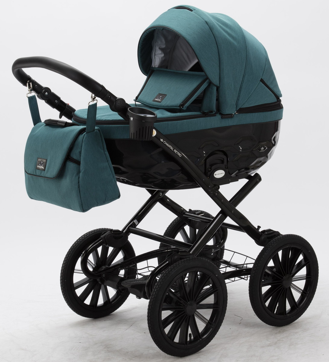 Детская коляска Adamex Chantal Retro 3 в 1 C209 (изумруд)