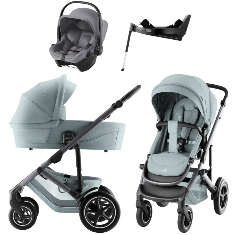 Коляска 4 в 1 Britax Roemer Smile 5Z Style и автокресло Baby-Safe Core Frost Grey + Vario Base 5Z Harbor Blue