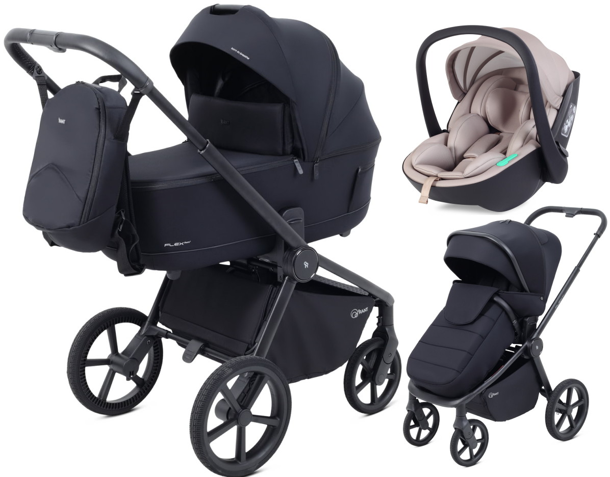 Детская коляска Rant Flex Therm Soft 3 в 1 с автокреслом Miro Beige Midnight Black