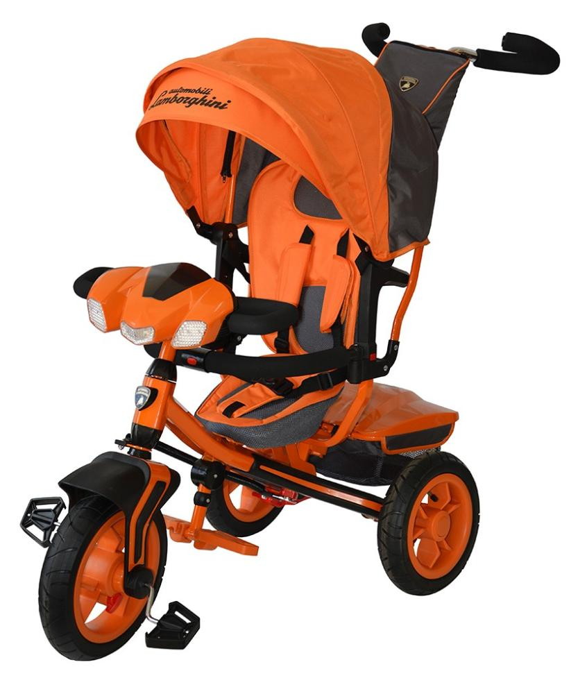 Детский велосипед трехколесный Lamborghini Egoist с надувными колесами 12"/10" L3O оранжевый
