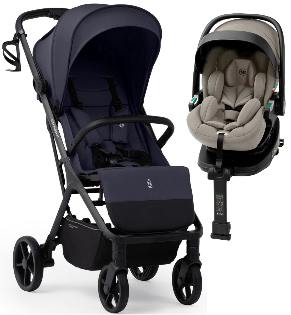 Прогулочная коляска Sweet Baby Aura Plus Basic SBL + автокресло Premier Plus Begie Grey