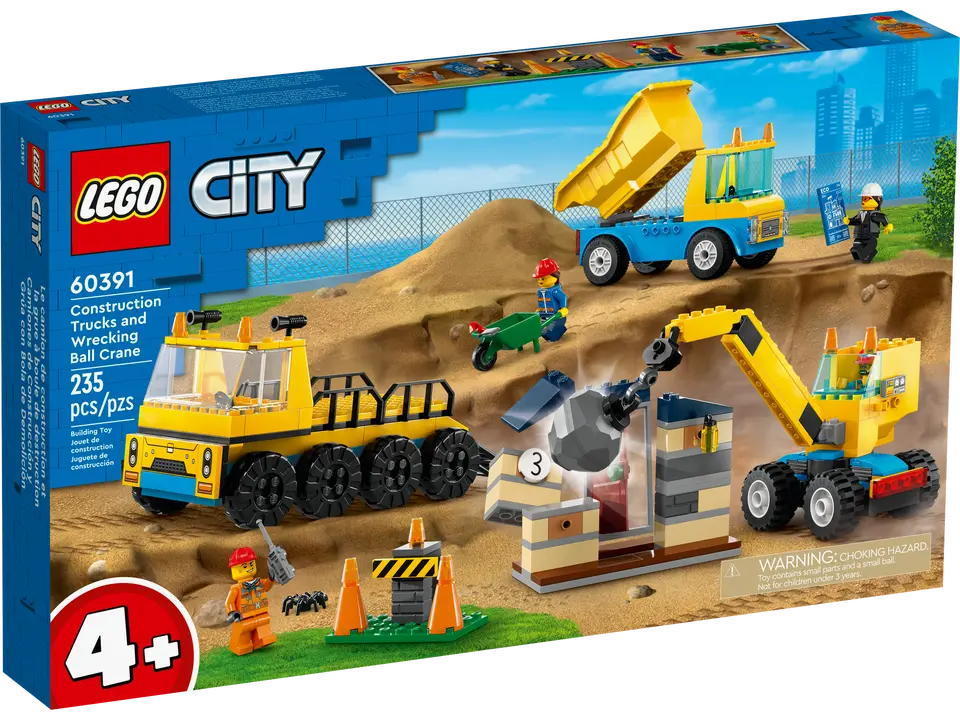 Конструктор LEGO City Great Vehicles Construction Trucks and Wrecking Ball Crane Грузовики и кран (60391)