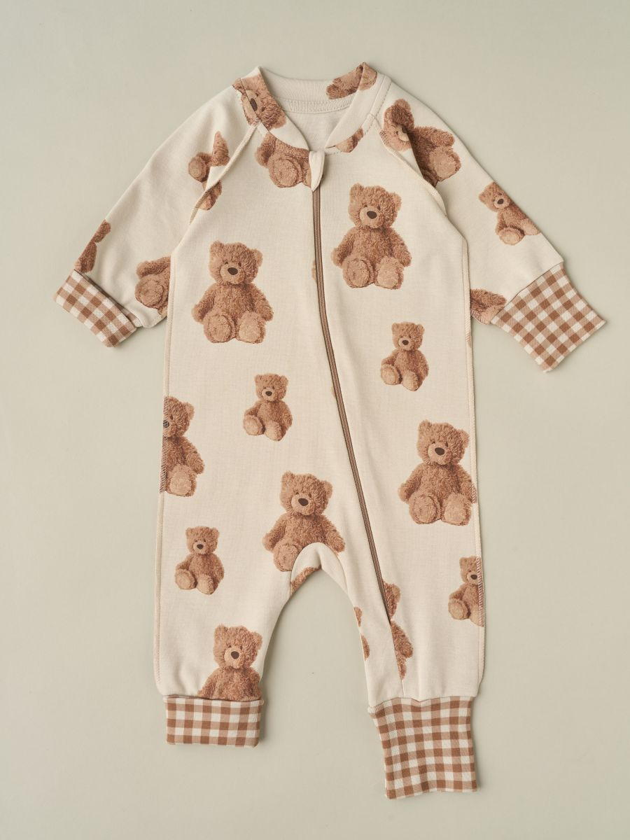 Комбинезон растущий на молнии Little Star Мишки 13016 (ЧЗ-мз) серо-бежевый 62