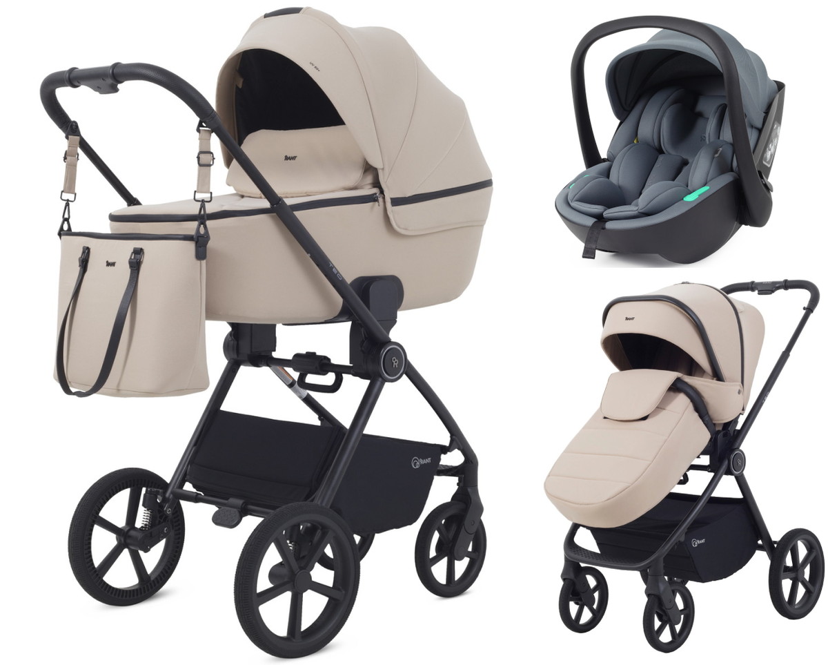 Детская коляска Rant Teo Soft 3 в 1 с автокреслом Miro Graphite Beige