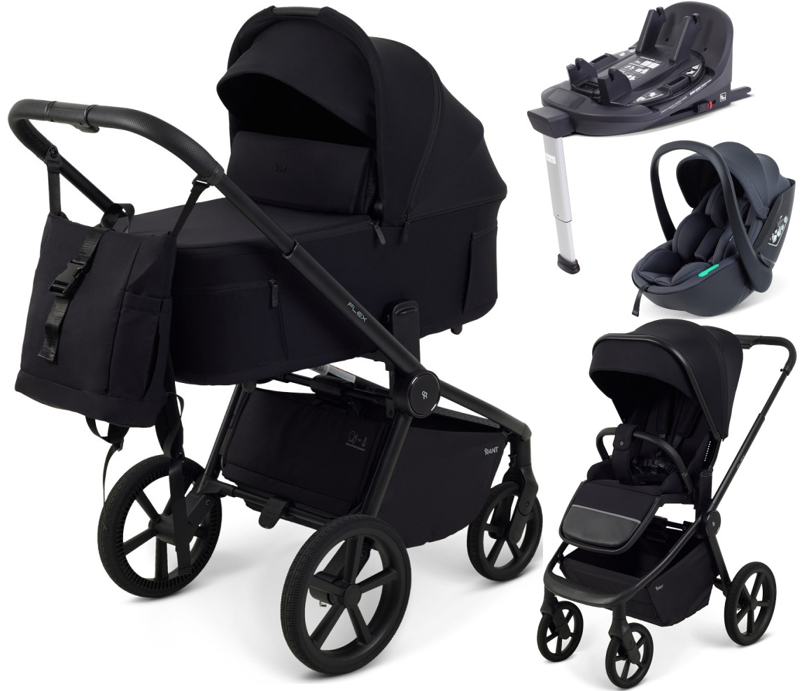 Детская коляска Rant Flex Forma 4 в 1 RA124 с автокреслом Miro Dark Grey и базой Black Черный