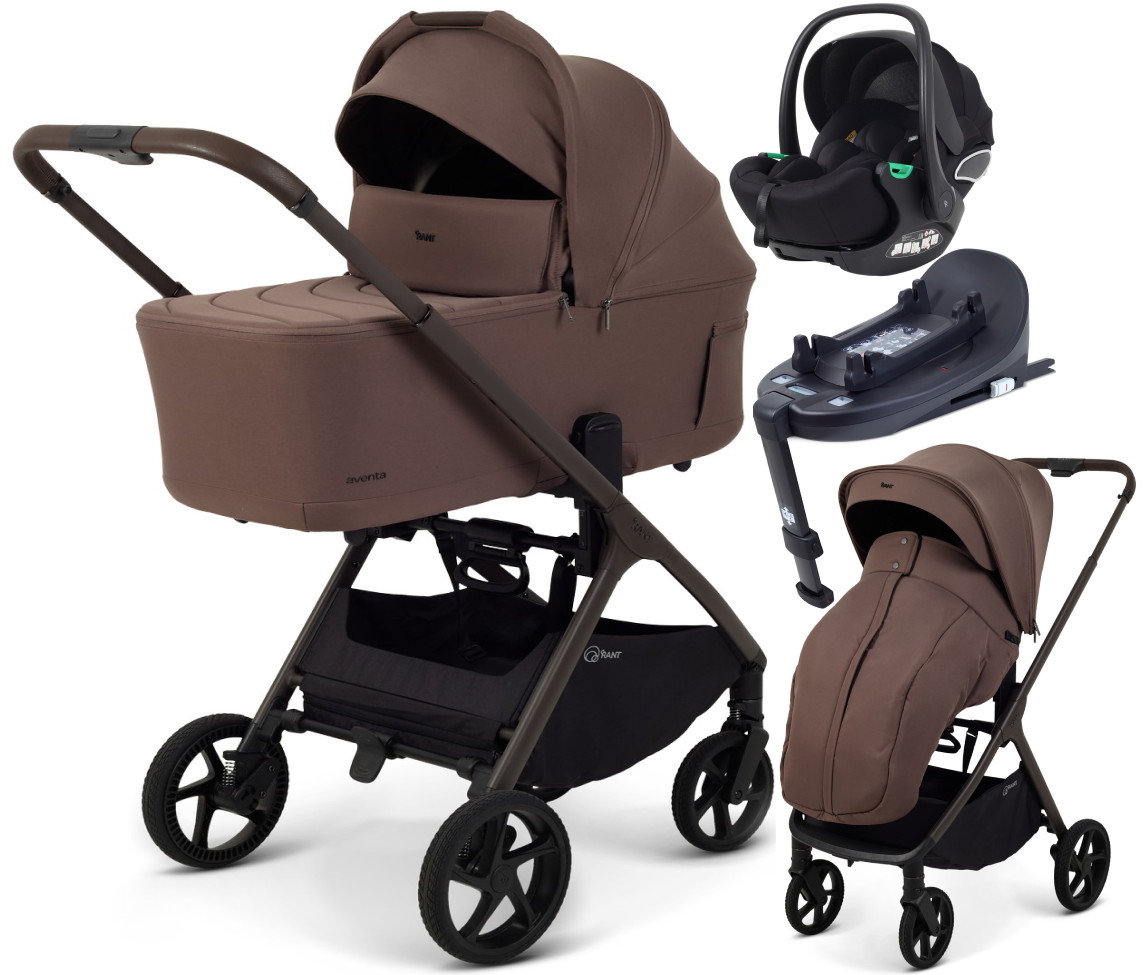 Детская коляска Rant Aventa 4 в 1 с автокреслом Evomax Black и базой Beige