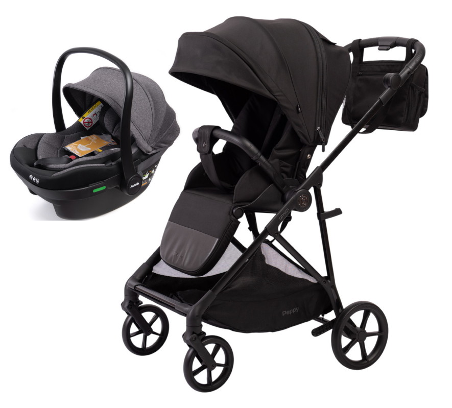 Прогулочная коляска Peppy Amici с автокреслом Jovikids Aria Black рама Black