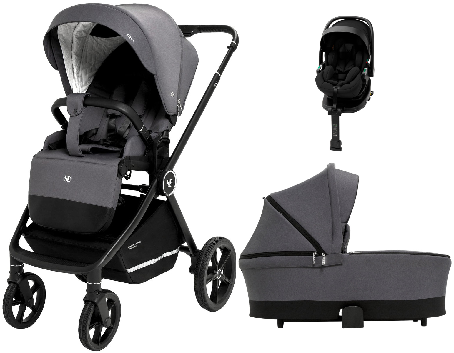 Коляска 3 в 1 Sweet Baby Stella + автокресло Premier Plus Black Dark Grey
