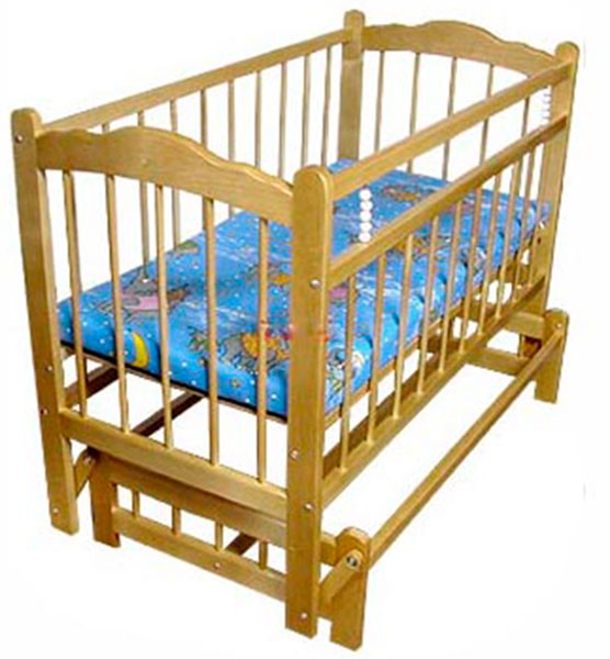 Детская кроватка Уренский Леспромхоз Ладушка (маятник поперечный, колесо) 120x60 см светлая