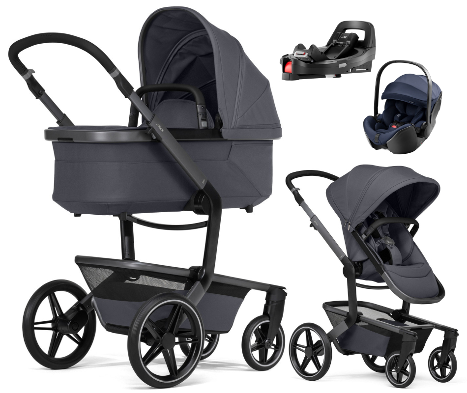 Детская коляска 4 в 1 Joolz Day 5 и автокресло Britax Roemer Baby-Safe Pro Style Night Blue и база Vario Base 5Z Stone Grey