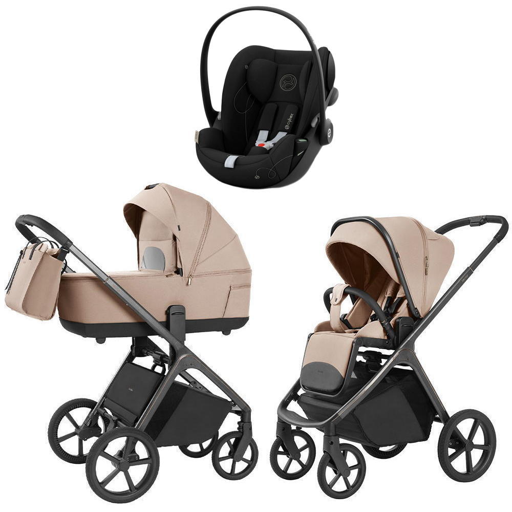 Коляска Carrello Vector 2025 CRL-6551 и автокресло Cybex Cloud G i-Size Moon Black 3 в 1 Mellow Beige