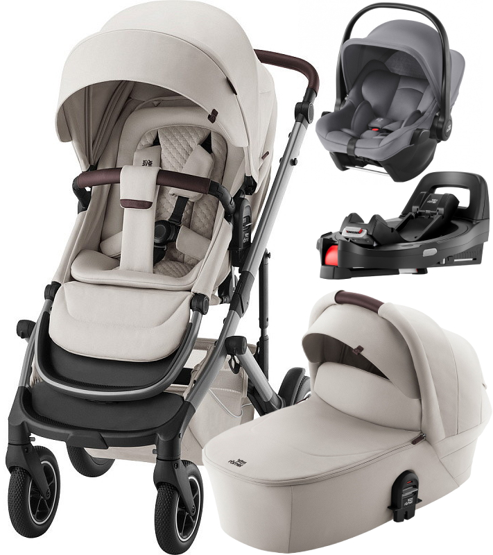 Коляска 4 в 1 Britax Roemer Smile 5Z LUX и автокресло Baby-Safe Core Frost Grey + Vario Base 5Z Soft Taupe