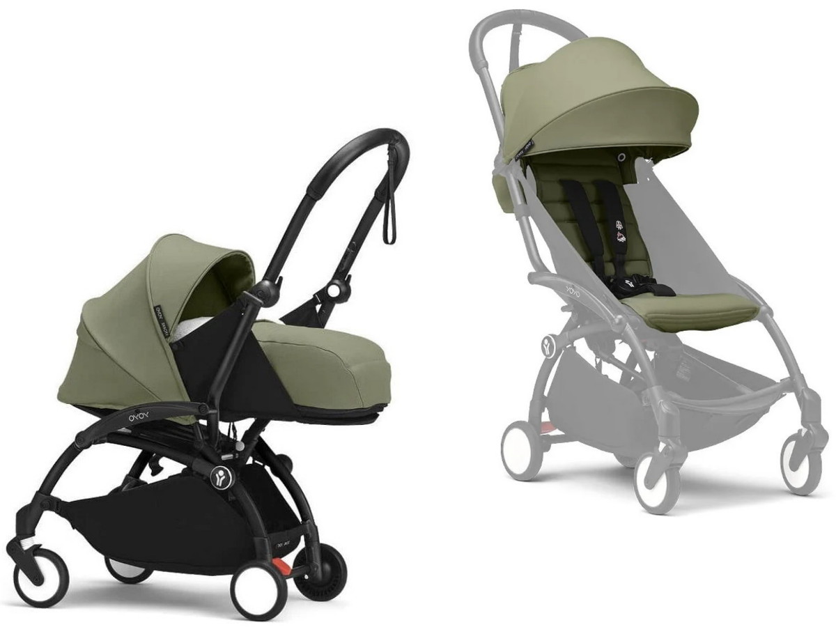 Коляска Stokke YOYO3 Newborn Pack рама чёрная Black 2 в 1 Olive