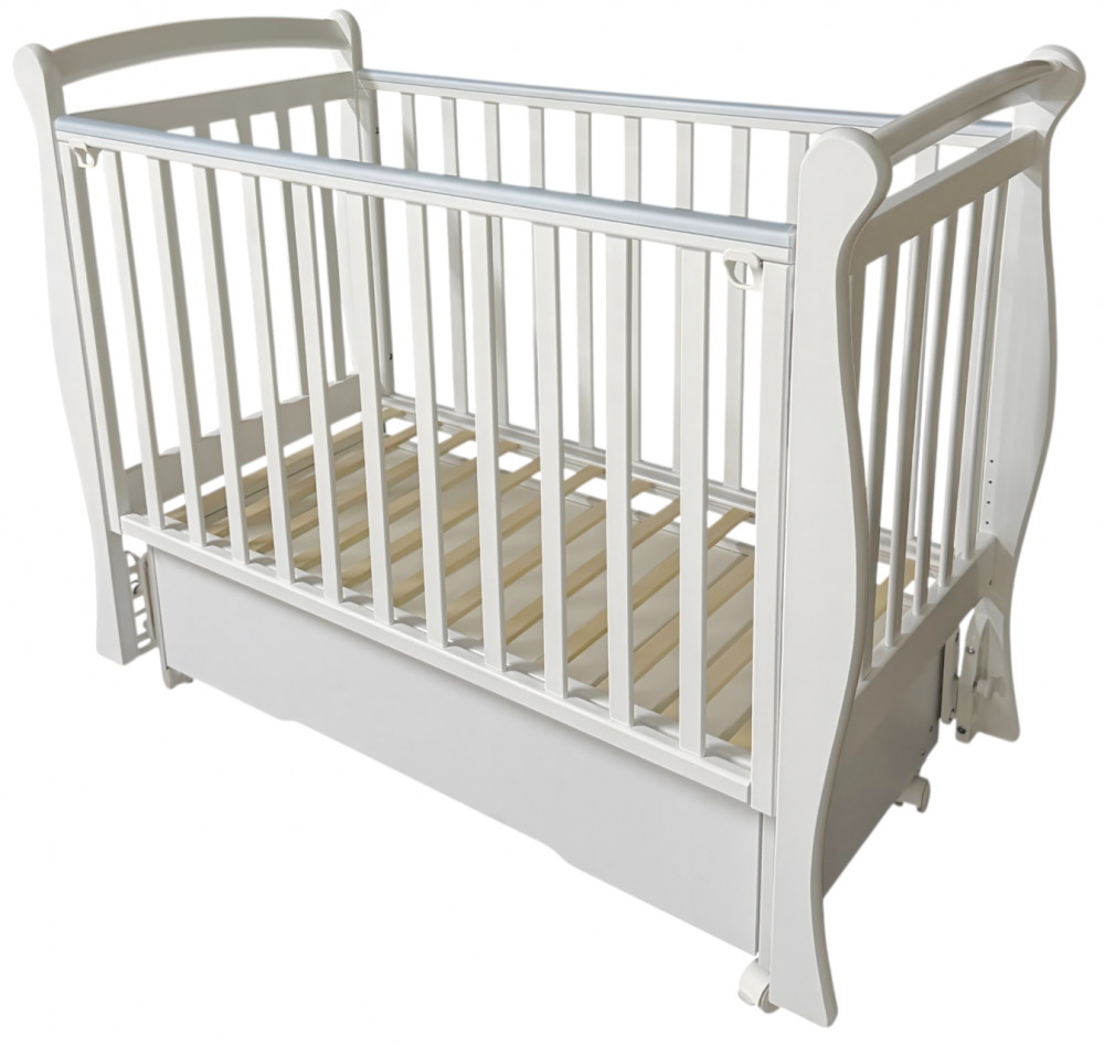 Детская кроватка Кедр Даниэла 1 (маятник универсальный,колесо) белый
