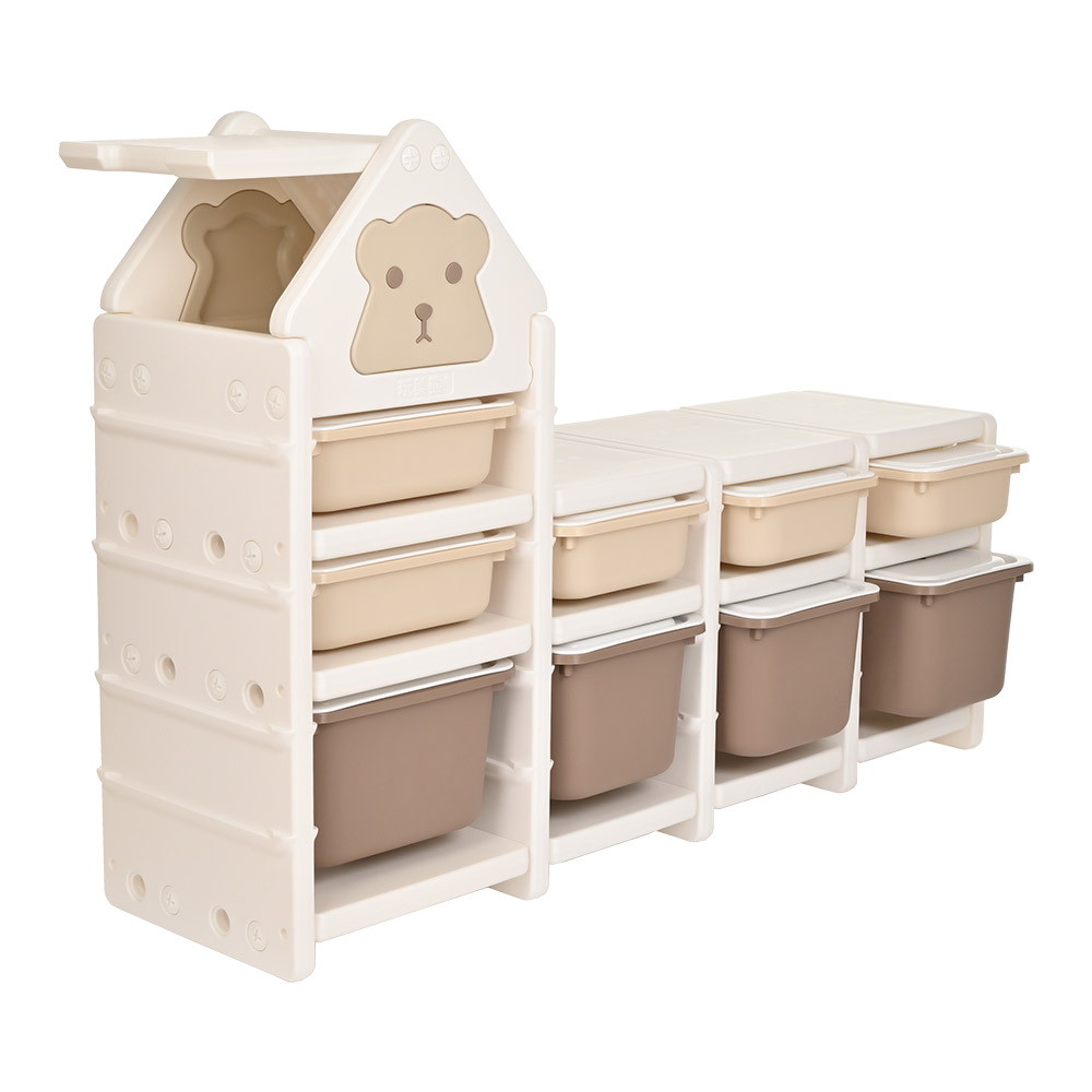 Стеллаж для игрушек Pituso SuperBox Сream с ящиками white+camel/Кремовый