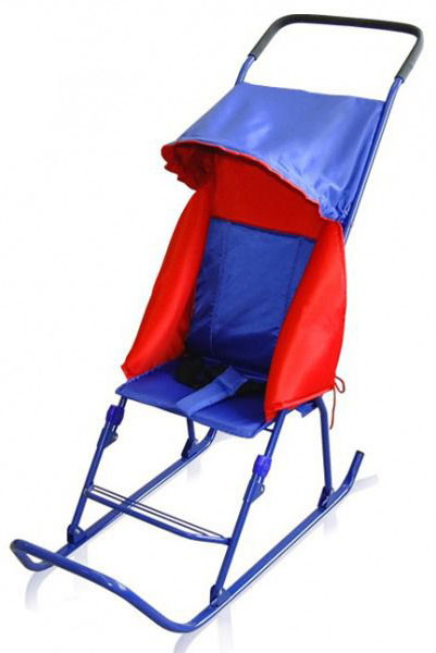 Санки-коляска Ника Тимка 1+ (Т1+) складные синий/красный