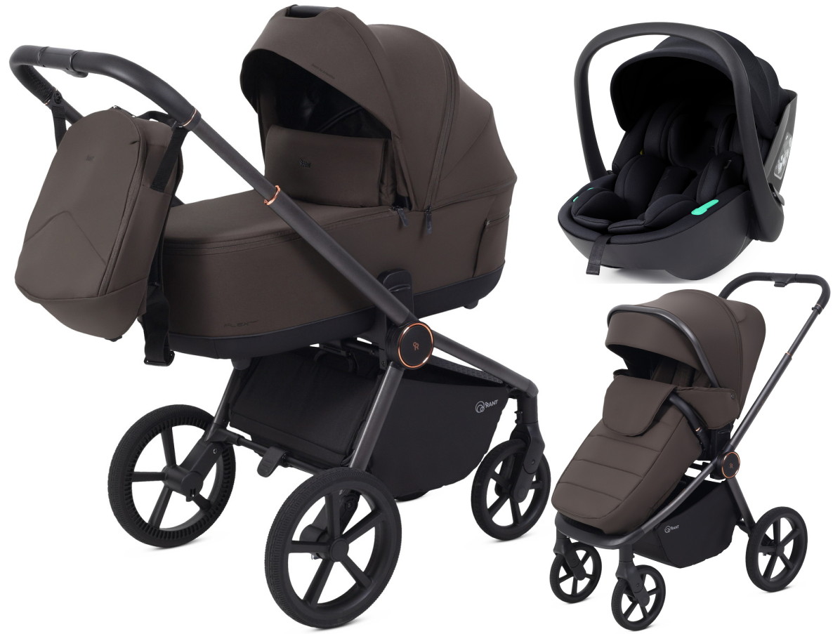 Детская коляска Rant Flex Therm Soft 3 в 1 с автокреслом Miro Black Shine Brown