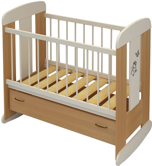 Детская кроватка Бэби Бум Зайка качалка 120x60 см бук-ваниль