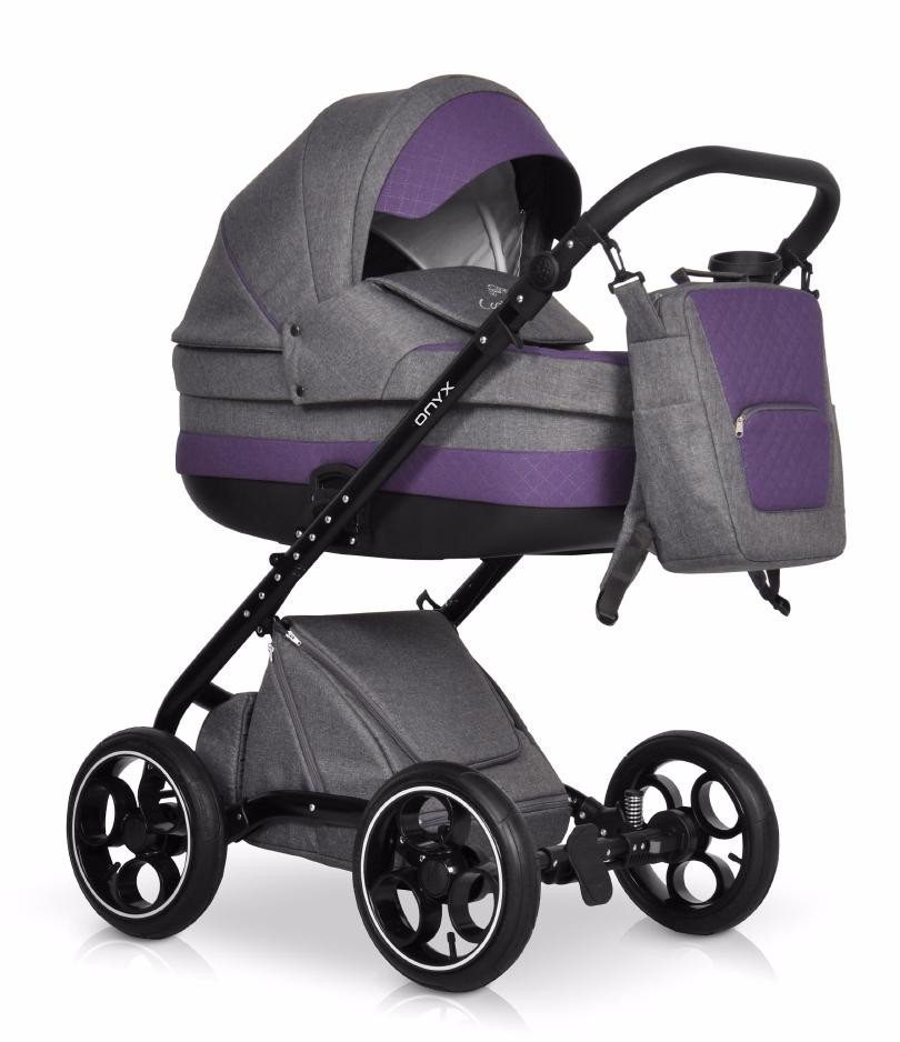 Детская коляска Caretto Onyx 2 в 1 On02 серый+фиолетовый