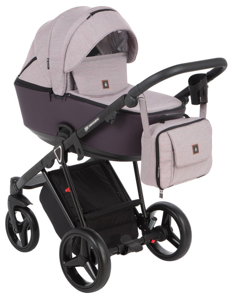 Детская коляска Adamex Cristiano 2 в 1 CR-206 (СЕРО-РОЗОВ+СЛИВОВ.ПЕРФ.КОЖА)