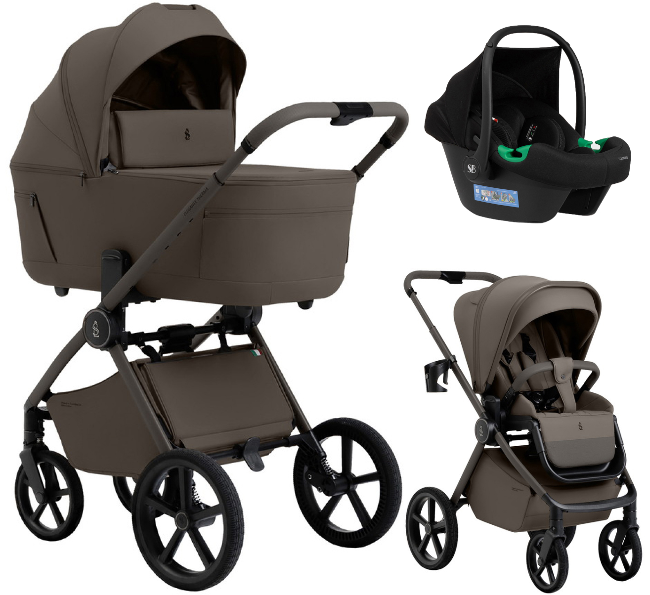Коляска 3 в 1 Sweet Baby SBL Elegante Therma Colore + автокресло Elegante Plus Dark Beige