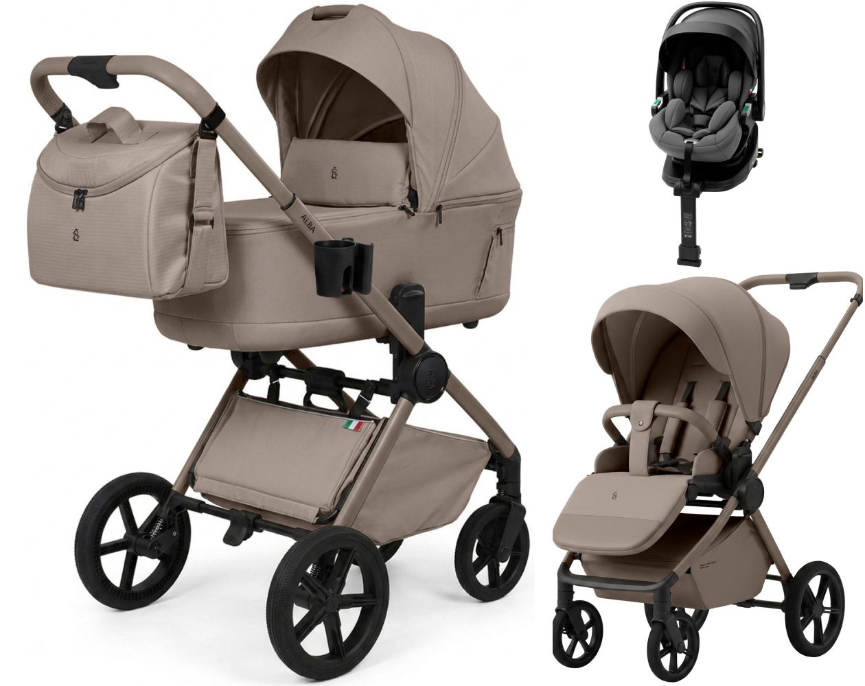 Коляска 4 в 1 Sweet Baby SBL Alba 2.0 и автокресло Premier Plus Grey Beige