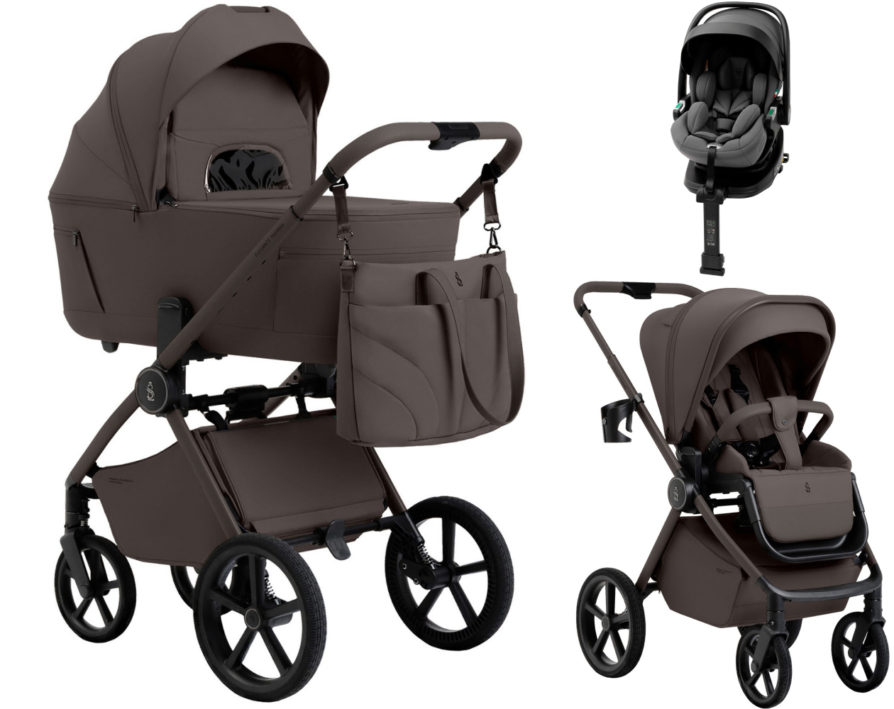 Коляска 4 в 1 Sweet Baby SBL Elegante Therma Colore 2.0 и автокресло Premier Plus Grey Chocolate Brown