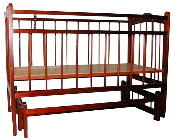 Детская кроватка Уренский Леспромхоз Ладушка (маятник поперечный, колесо) 120x60 см темная