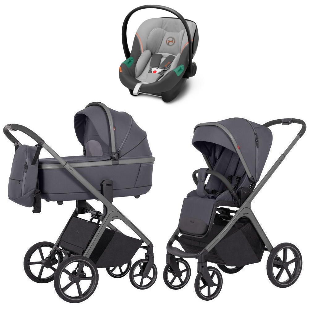 Коляска Carrello Vector CRL-6550 и автокресло Cybex Aton S2 Lava Grey 3 в 1 Landscape Grey
