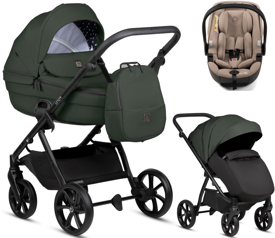 Детская коляска Tutis Uno 6 Plus Essential collection 3 в 1 с автокреслом Beno Beige 1602144 Pistaccio с сумкой