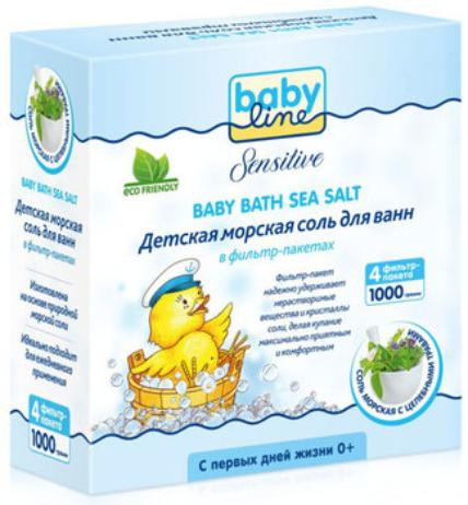 Детская морская соль Babyline Sensitive для ванн с целебными травами фильтр-пакет 1000 гр