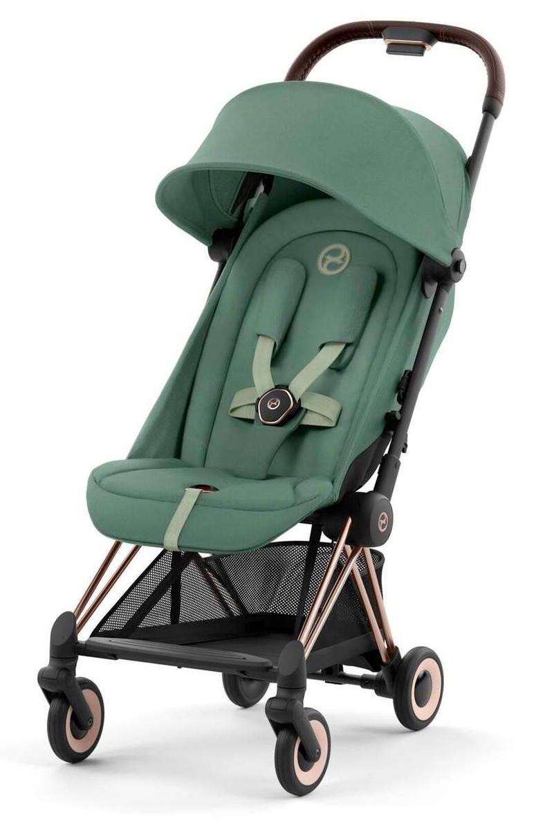 Прогулочная коляска Cybex Coya Leaf Green с дождевиком и бампером/Rosegold 522005609