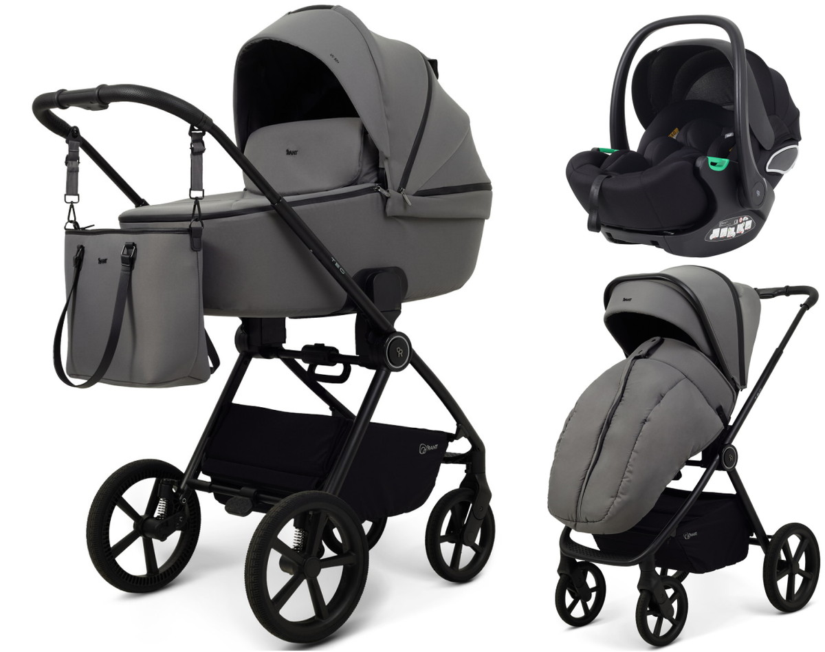 Детская коляска Rant Teo Soft 3 в 1 с автокреслом Evomax Black Grey