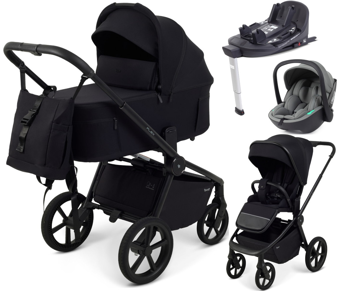 Детская коляска Rant Flex Forma 4 в 1 RA124 с автокреслом Miro Olive и базой Black Черный