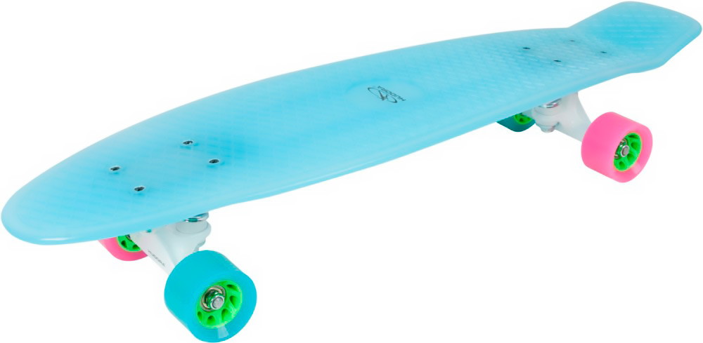 Скейтборд Hudora Skateboard Retro iceglow 27" с подсветкой Голубой