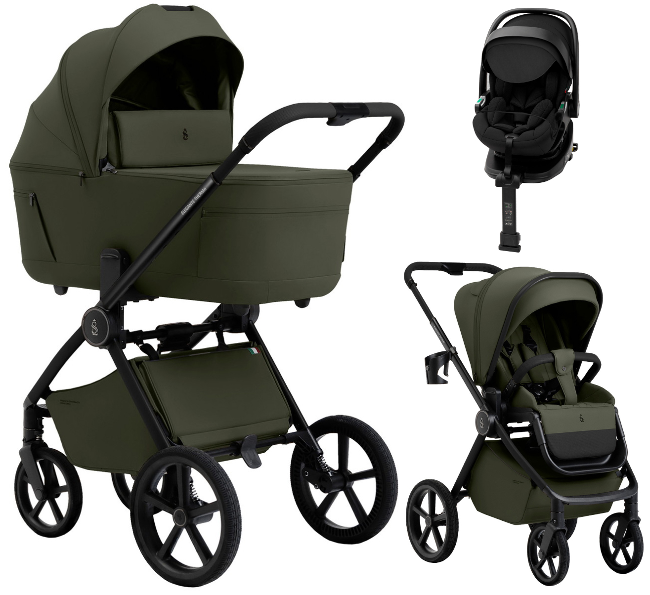 Коляска 4 в 1 Sweet Baby SBL Elegante Therma Colore + автокресло Premier Plus Black Green
